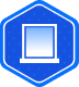 Blue hexagon icon with a white-framed window graphic and a subtle gradient, representing window or glass pane services.